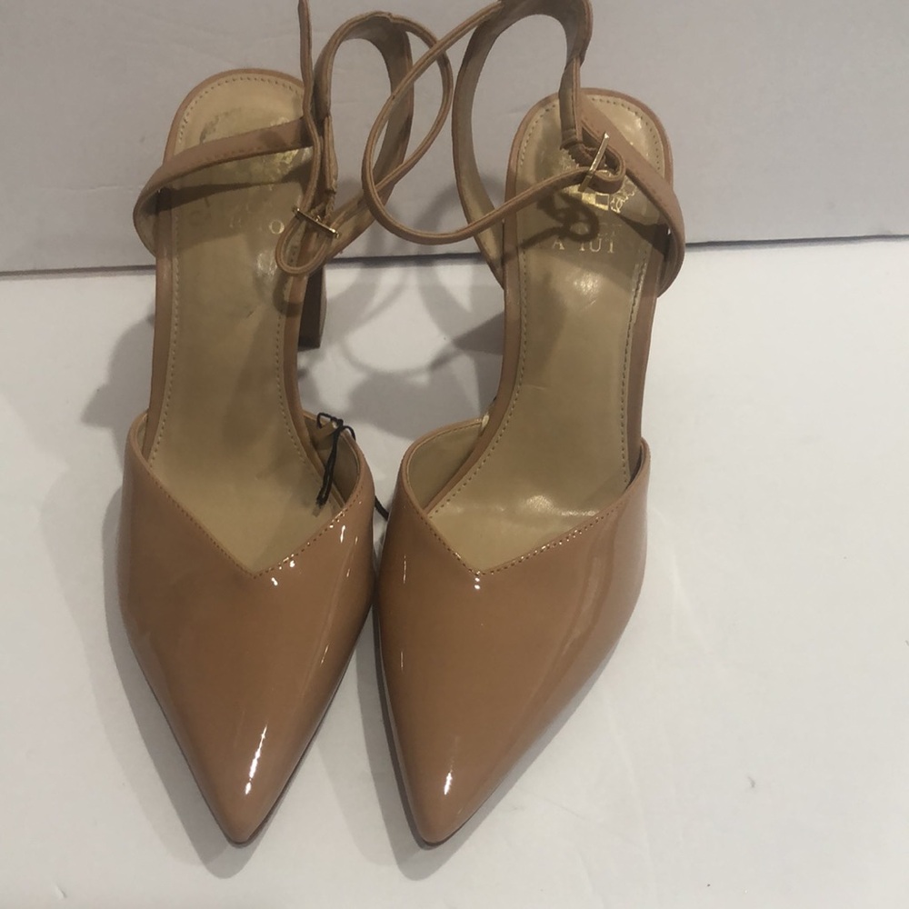 Vince Camuto Ambrei tan‎ patent block heel Sandal heels size 10 brand new - Picture 12 of 15